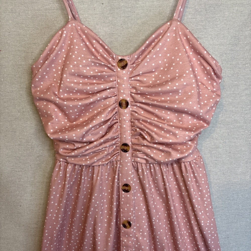 Drimmaks Womens Polka Dot Dress Small Cottagecore Sundress‎ Pink Feminine Flirty - Picture 2 of 9